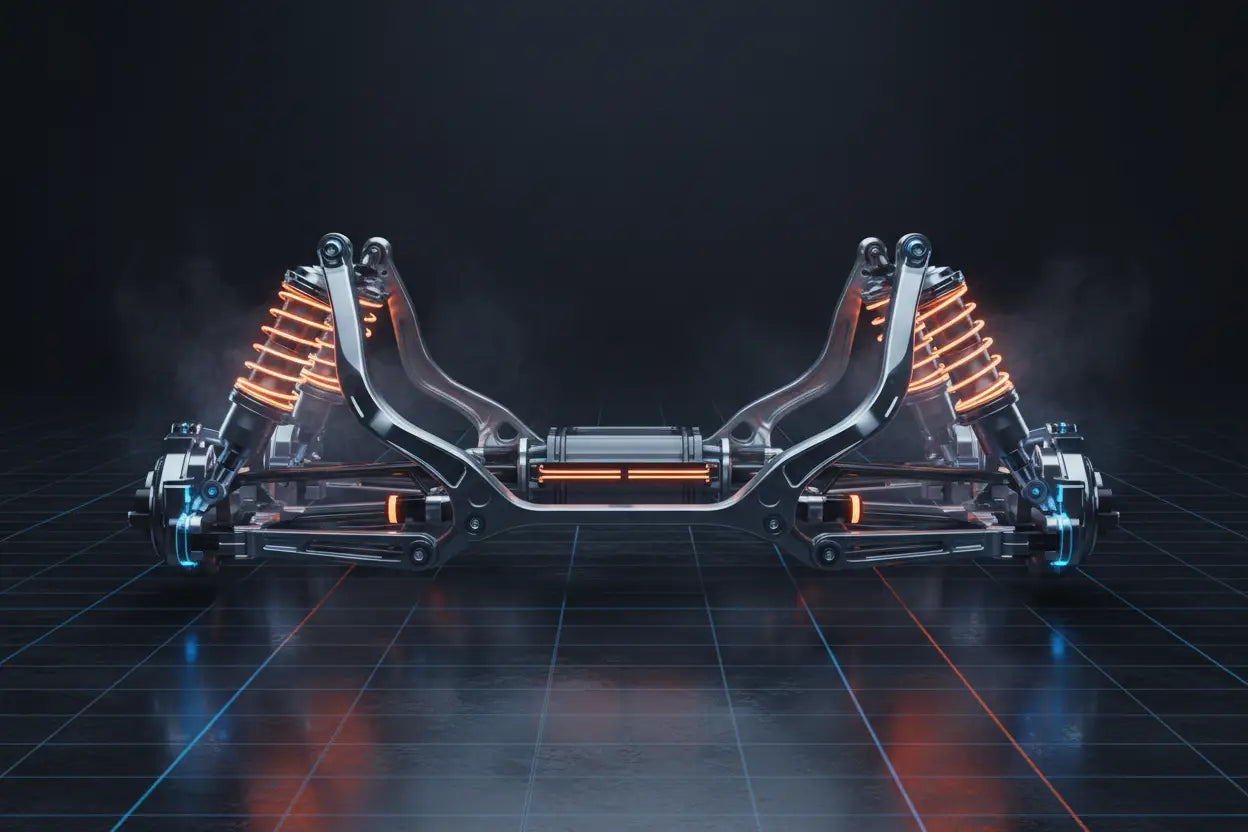 Suspension and steering components including control arms, shocks and steering parts