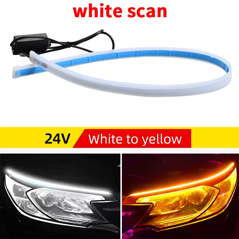 2 Pcs 24V LED Truck Light,For 30Cm 45Cm 60Cm 70Cm Truck Headlight Decor Warning Lamp,Yellow Turn Signal Bar,Truck Accessories