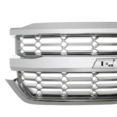 Front Bumper Upper Grille Chrome for 2016 2017 2018 2019 Chevy Silverado 1500