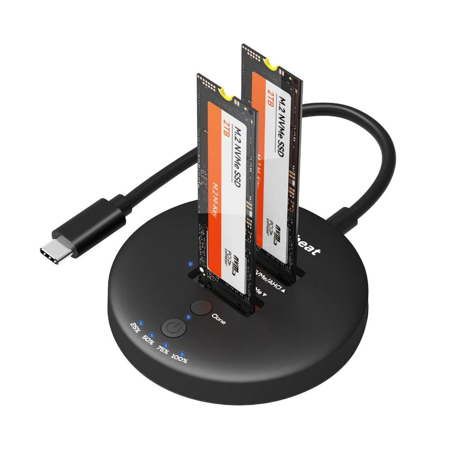 NNEDSZ mbeat H3 USB 3.2 Gen2x2 20Gbps Dual M.2 NVMe SSD Dock with Clone Duplicator (Black)