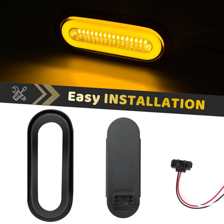 4Pcs 6" Inch Oval LED Trailer Boat Halo Parking Turn Signal Tail Lights Amber...